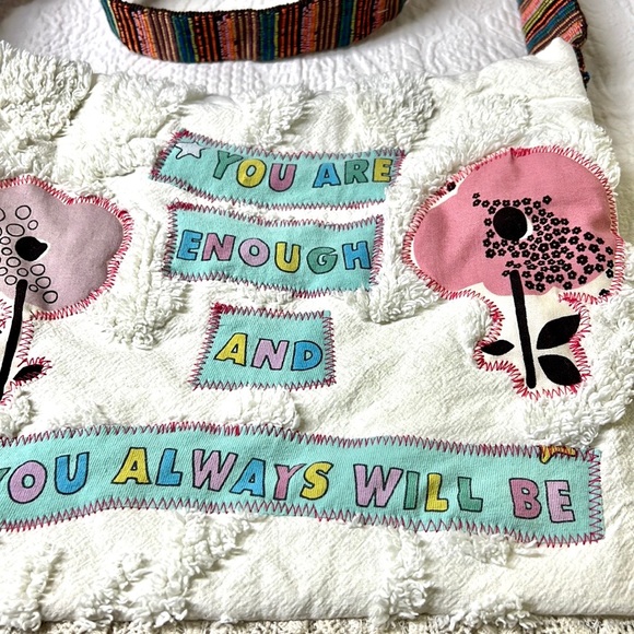 ⭐️Adorned Crown Textile You are enough always will be crossbody bag boho - Picture 5 of 13